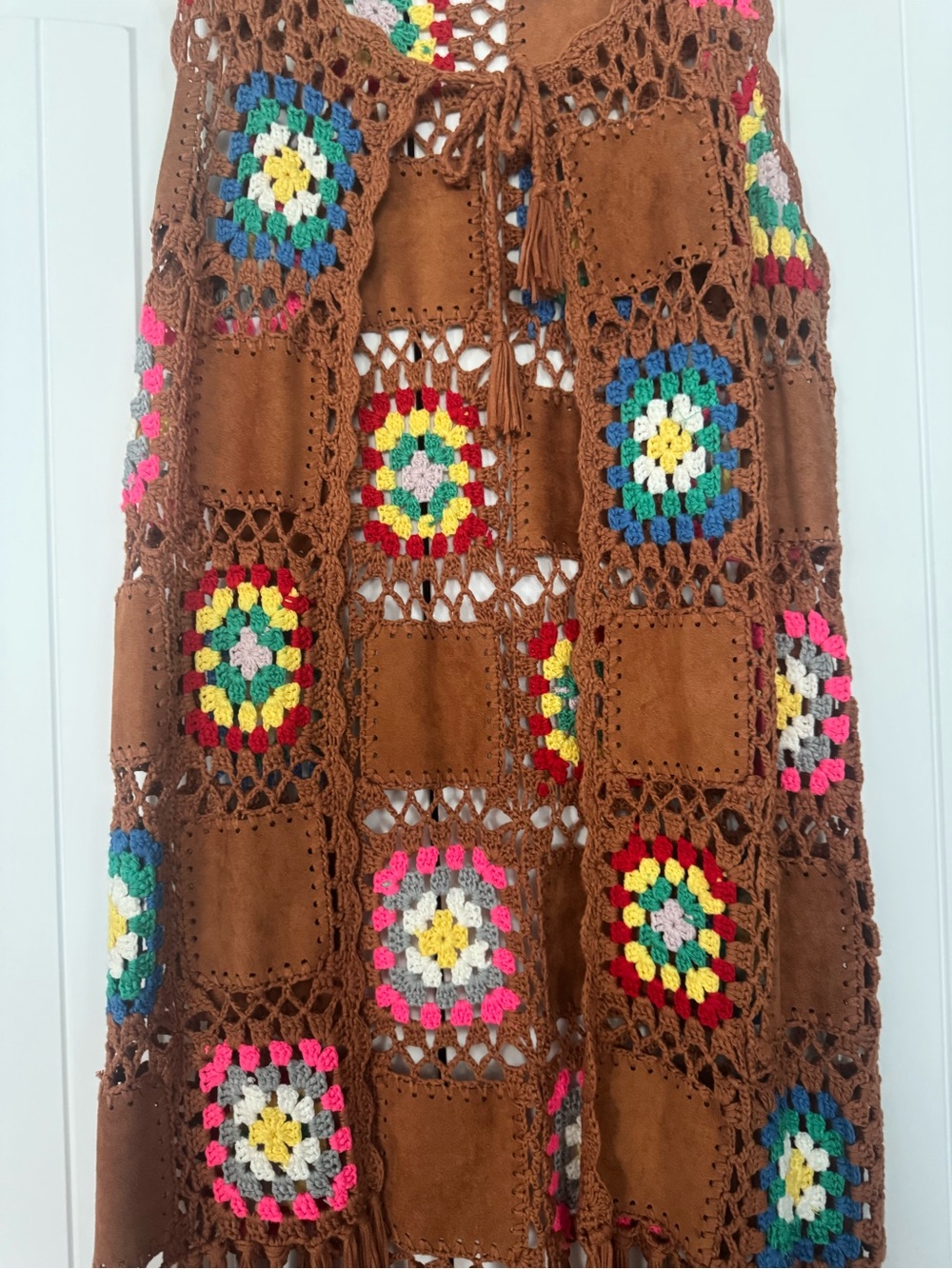 Misskoo Paris Handmade Crochet Patchwork Fringe Vest Boho Hippie Festival S/M - Picture 3 of 4
